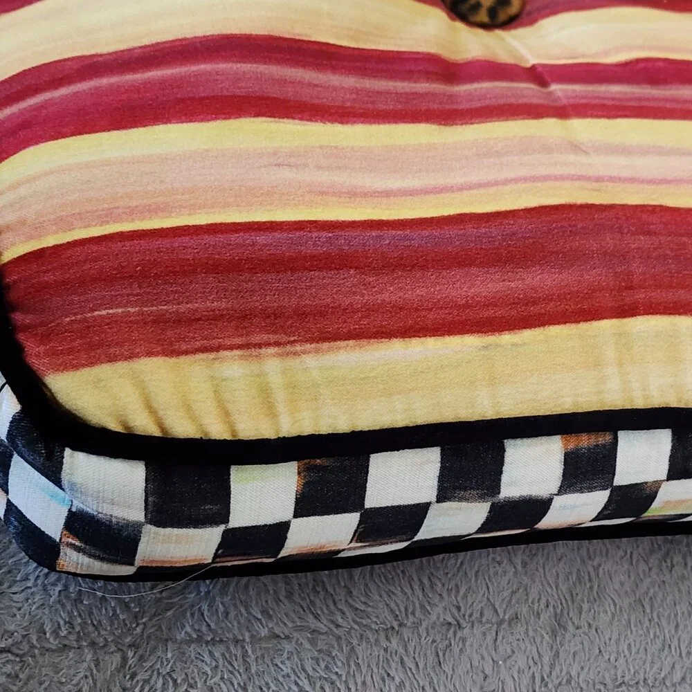 MACKENZIE CHILDS OVER-SIZE COURTLY CHECK/ANIMAL PRINT CHAIR PAD-SET OF 2
